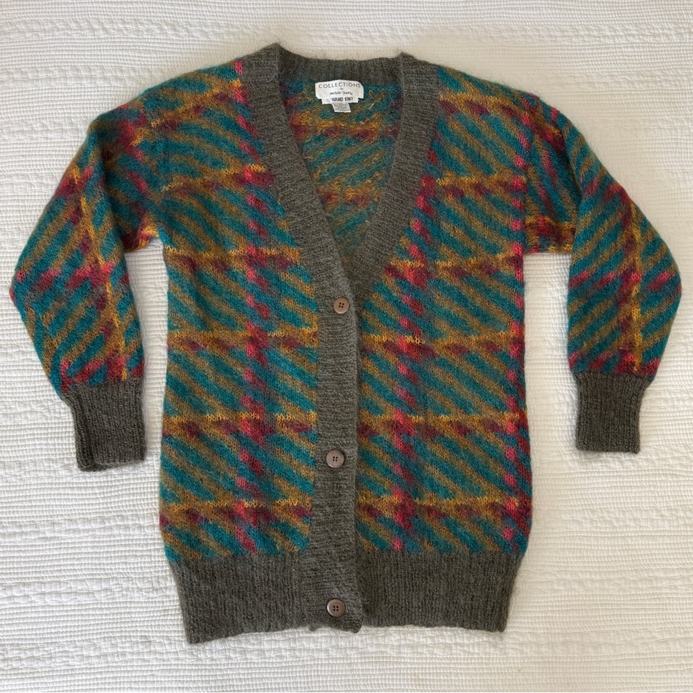Vintage 90s Grunge Michelle Stuart Hand Knit Mohair Wool Oversized Sweater M